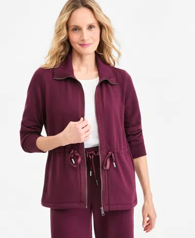 Style & Co Women's Luxlounge Zipper Fleece Jacket, Macy's Exclusive In Berry Jam
