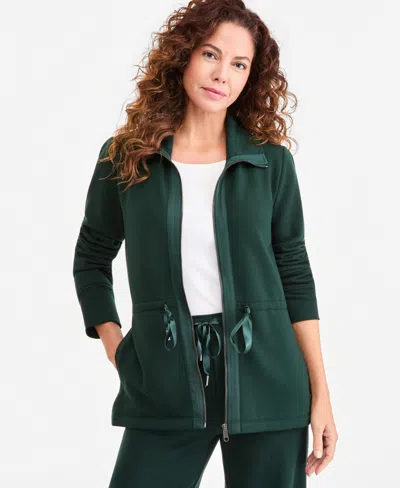 Style & Co Women's Luxlounge Zipper Fleece Jacket, Macy's Exclusive In Nocturnal