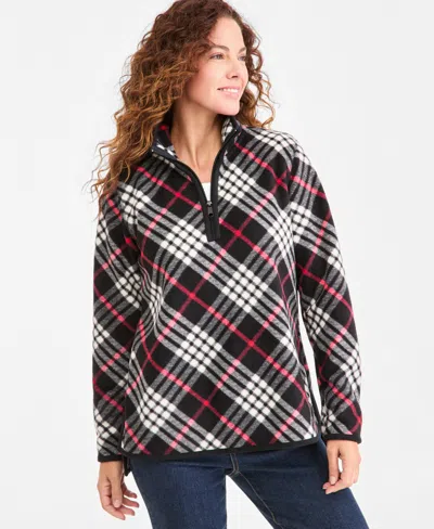 Style & Co Women's Quarter-zip Mock-neck Fleece Sweatshirt, Macy's Exclusive In Black