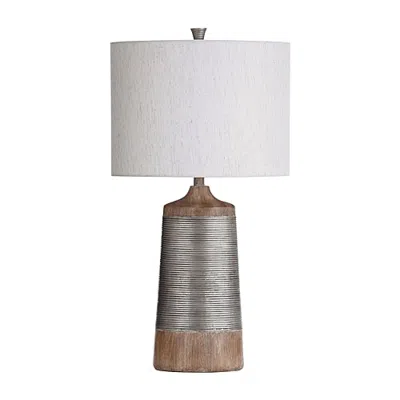 Stylecraft Haverhill Wood Texture Table Lamp In Brown