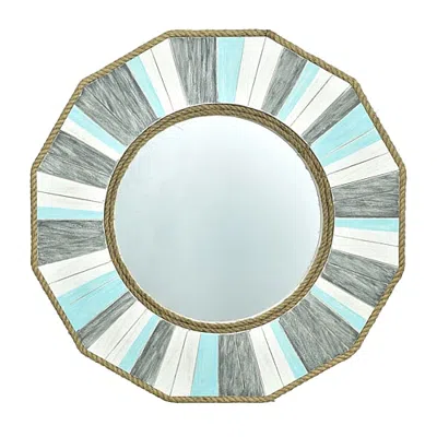 Stylecraft Montauk Weathered Wood & Rope Octagon Vanity Mirror In Gray