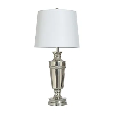 Stylecraft Polished Nickel Steel Urn Steel Table Lamp In White
