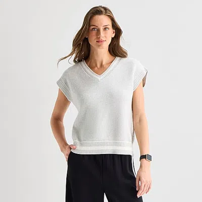 Stylus Womens V Neck Sweater Vest In Gray