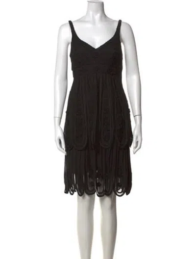 Pre-owned Sue Wong Lace Pattern Mini Dress In Black