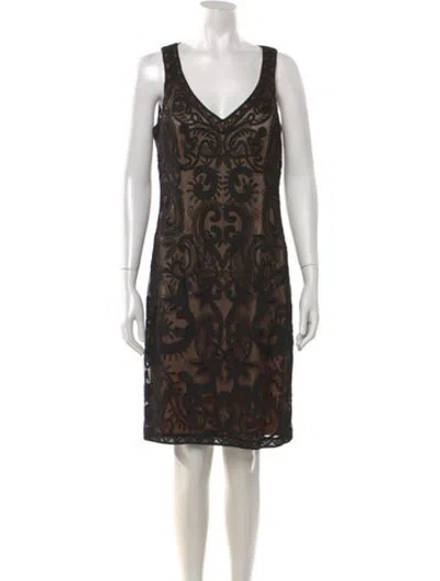 Pre-owned Sue Wong Lace Pattern Mini Dress In Black