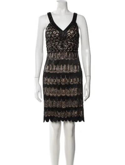 Pre-owned Sue Wong Patterned Mini Dress In Black/neutrals