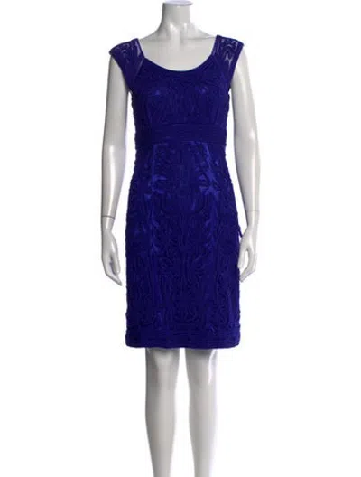 Pre-owned Sue Wong Patterned Mini Dress In Blue