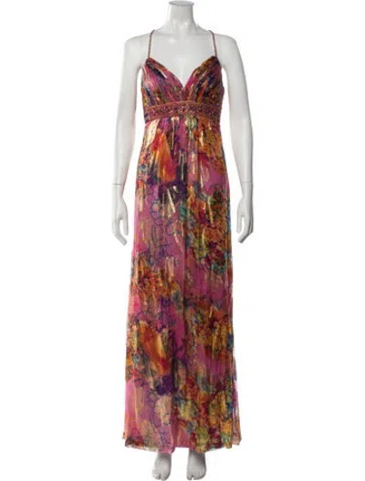 Pre-owned Sue Wong Silk Long Dress W/ Tags In Multicolor