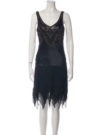 Pre-owned Sue Wong Silk Midi Length Dress In Black