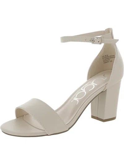 Sugar Machelene Womens Faux Leather Almond Toe Block Heels In White