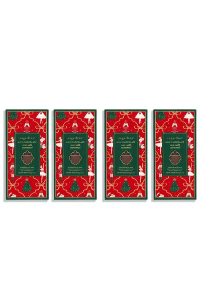 Sugarfina Set Of 4 Sea Salt Caramel Milk Chocolate Bars (limited Edition) In Red