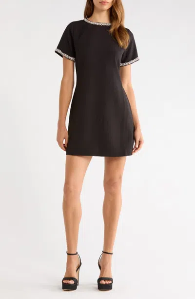 Sugarlips Kaitlyn Rhinestone Shift Minidress In Black