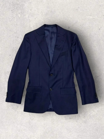 Pre-owned Suitsupply Blazer Sport Jacket Striped Wool In Blue/navy