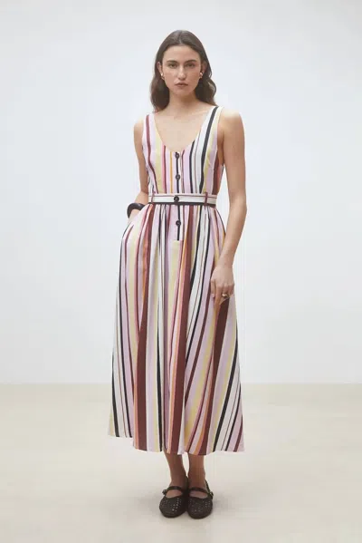 Suncoo Woven Robe Carioca Dress In Striped In Multi