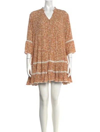 Pre-owned Sunday Saint-tropez Floral Print Mini Dress In Brown