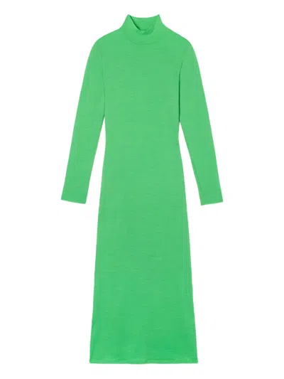 Sunnei High-neck Long-sleeves Midi Dress In Green