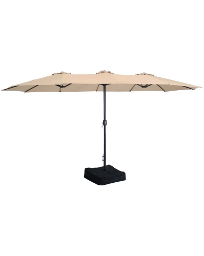 Sunnydaze 15ft Double-sided Outdoor Patio Umbrella In Neutral