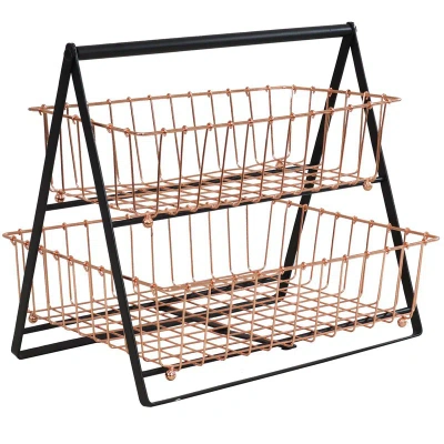 Sunnydaze Decor 2-tier Wire Storage Basket With Handle For Countertop In Black