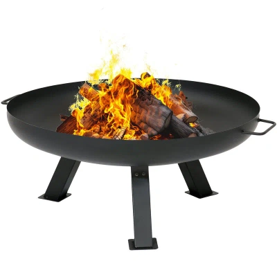 Sunnydaze Decor 29.25" Rustic Steel Tripod Fire Pit With Protective Cover In Black