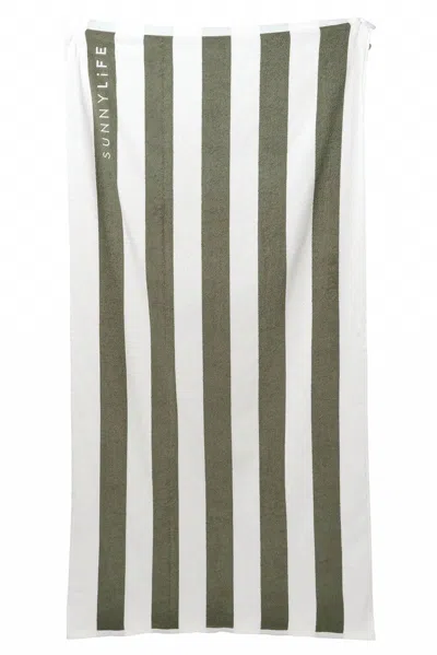 Sunnylife Luxe Beach Towel In The Vacay Olive Stripe
