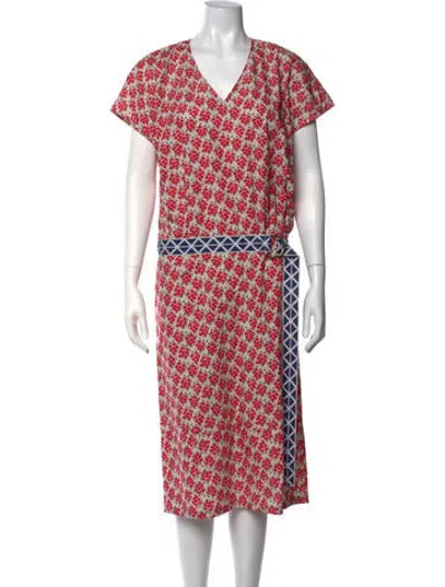 Pre-owned Suno Floral Print Midi Length Dress In Red