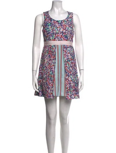 Pre-owned Suno Floral Print Mini Dress In Purple