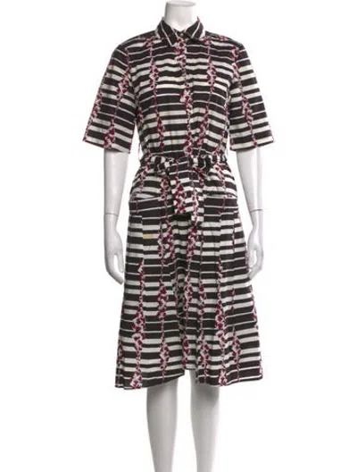 Pre-owned Suno Striped Midi Length Dress In Black