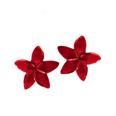 Sunset Magic Studio Women's Red Cerise - Minimal Metallic Earring
