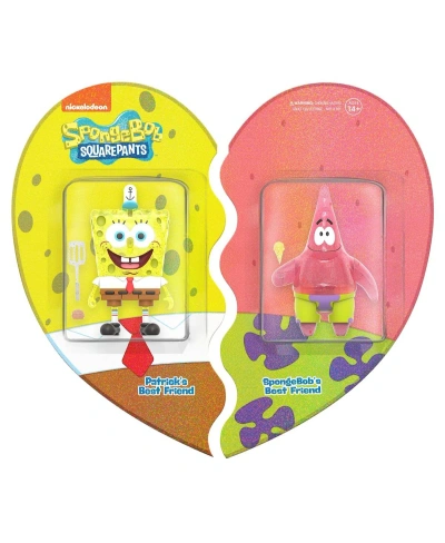 Super 7 Spongebob Squarepants Spongebob And Patrick Bff 2-pack (glitter) Reaction Figures In Multi
