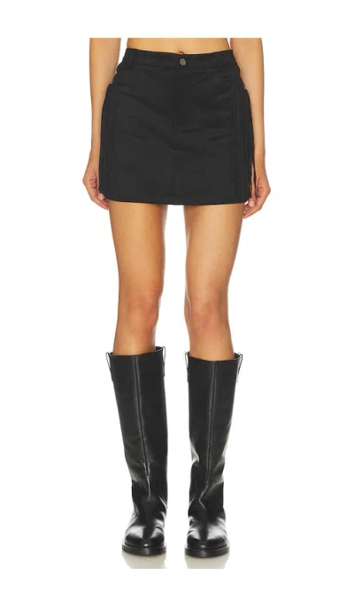 Superdown Autumn Faux Suede Mini Skirt In Black