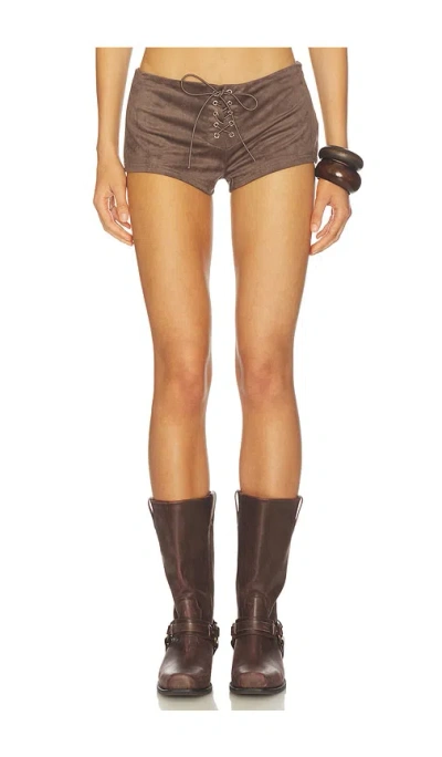 Superdown Spence Faux Suede Short In Grey