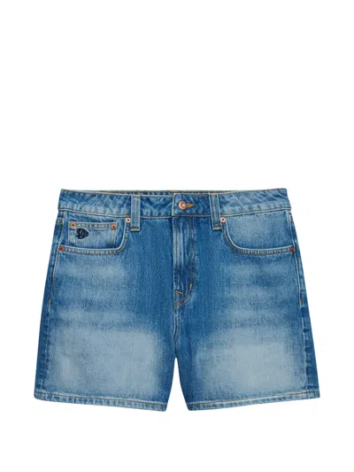 Superdry Mid-rise Denim Shorts In Blue