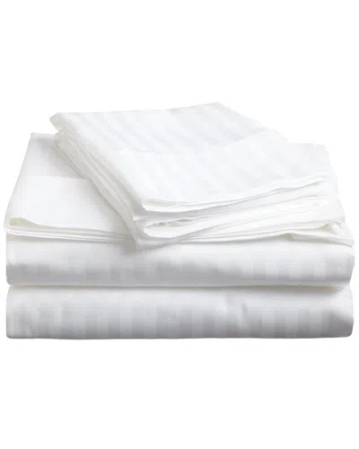 Superior 300 Thread Count Egyptian Cotton Stripe Deep Pocket Sheet Set In White