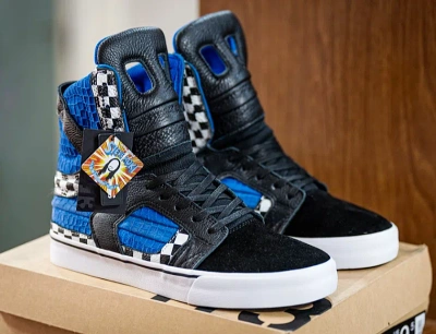 Pre-owned Supra Skytop 2 Man's Remix X Steve Aoki And Chad Muska Sneakers High Top Shoes In Blue/black/white