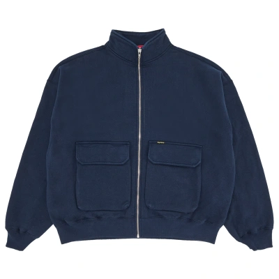 Pre-owned Supreme Cargo Pocket Zip Up Sweatshirt 'navy' In Blue