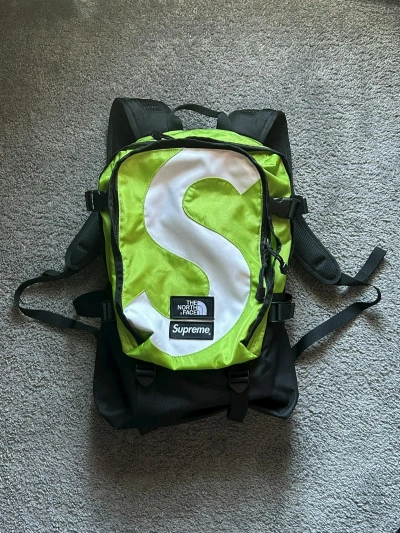 Pre-owned Supreme Fw20  Tnf Expedition S Logo Backpack Lime Green