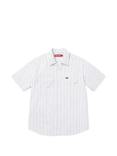 Supreme Ghostface Striped Work Shirt In White
