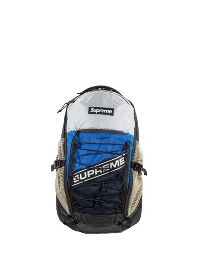 Supreme Logo Colour-block Backpack In Black