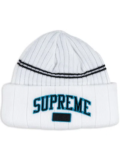 Supreme Logo-embroidered Beanie In White