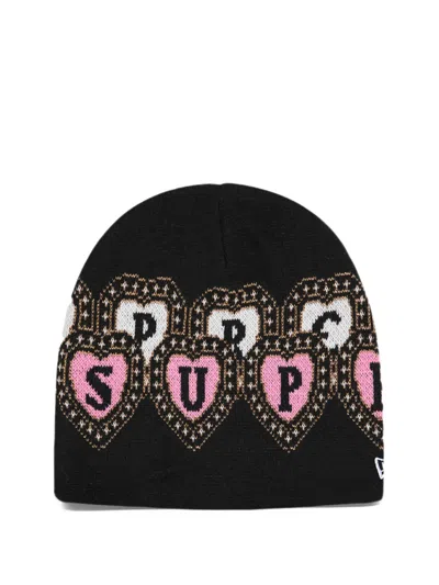 Supreme New Era Hearts Beanie Hat In Black