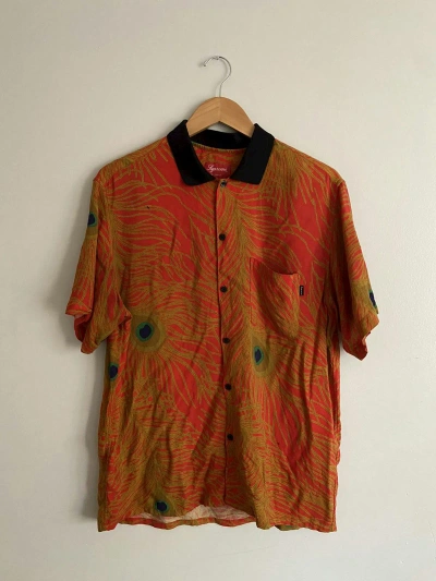 Pre-owned Supreme Peacock Rayon Shirt In Orange