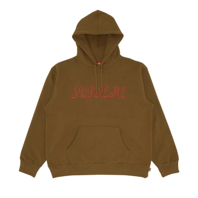 Pre-owned Supreme Script Hooded Sweatshirt 'light Brown'