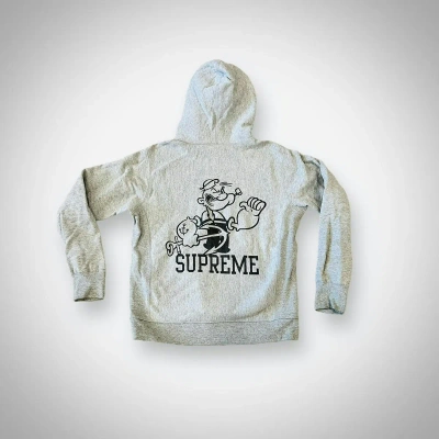 Pre-owned Supreme Vintage  New York Popeye Hoodie Sweatshirt Pullover In Grey