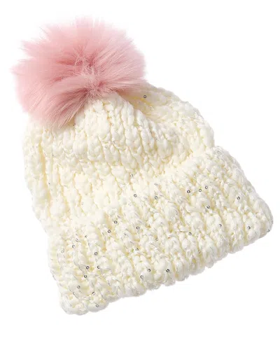 Surell Kids' Accessories Bling Knit Beanie In White
