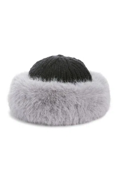 Surell Faux Fur Cuff Hat In Grey/black