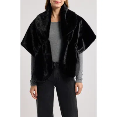 Surell Faux Fur Shawl In Black