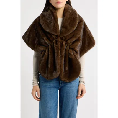 Surell Faux Fur Shawl In Brown