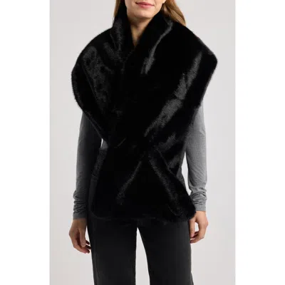 Surell Faux Fur Stole In Black