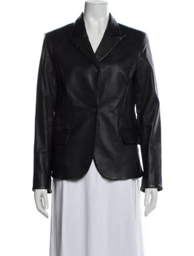 Pre-owned Susan Bender Leather Blazer In Black