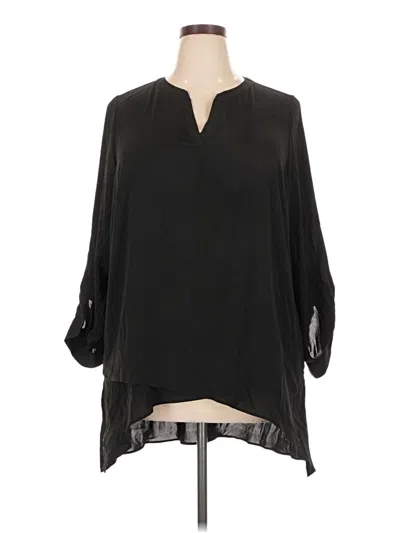 Pre-owned Susan Graver 3/4 Sleeve Blouse In Black